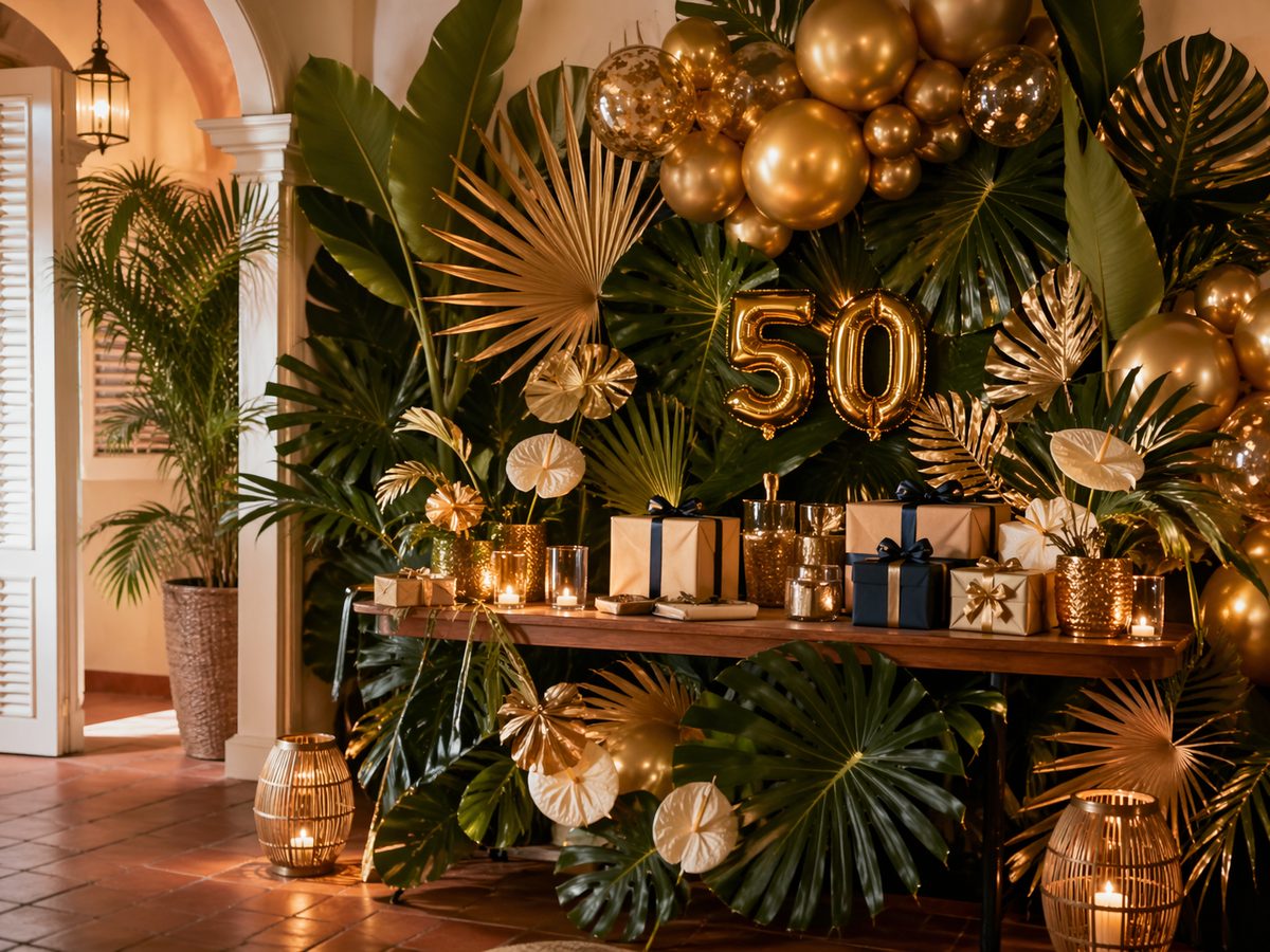 Décor glamour pour un anniversaire de 50 ans